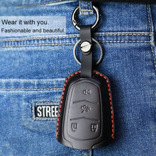 Load image into Gallery viewer, For Cadillac Car Cowhide Leather Key Protective Cover Key Case, Five Keys Version, For Cadillac, Five Keys Version, For Cadillac