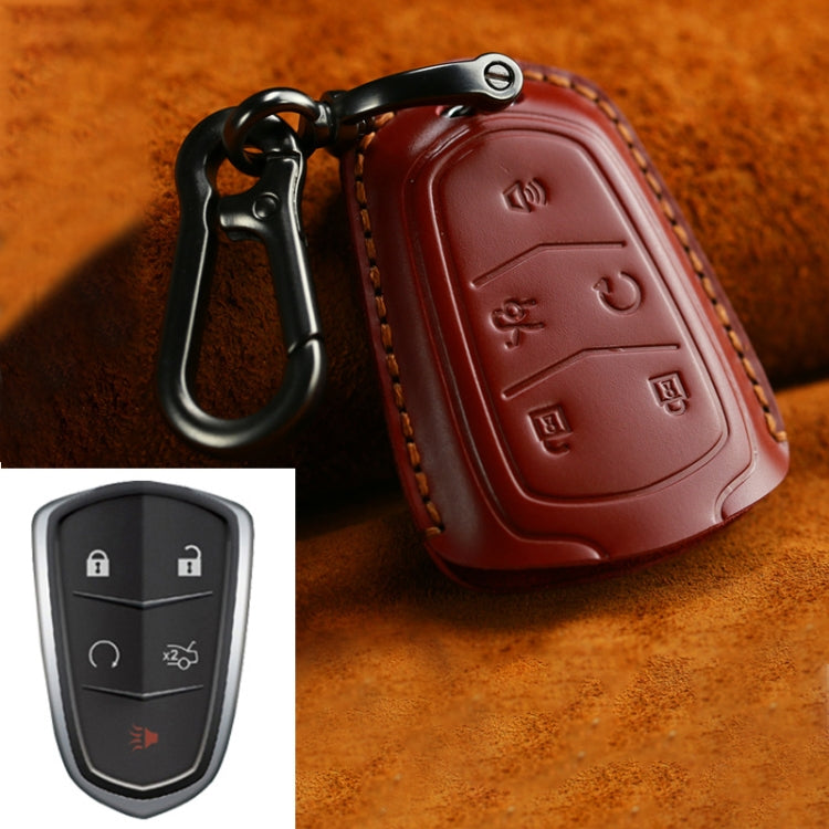 For Cadillac Car Cowhide Leather Key Protective Cover Key Case, Five Keys Version, For Cadillac, Five Keys Version, For Cadillac