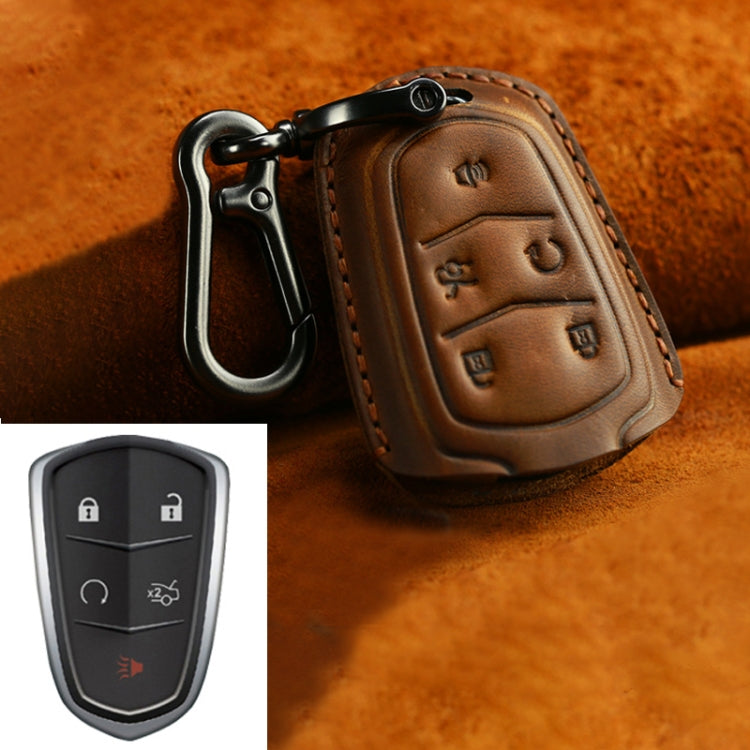 For Cadillac Car Cowhide Leather Key Protective Cover Key Case, Five Keys Version, For Cadillac, Five Keys Version, For Cadillac