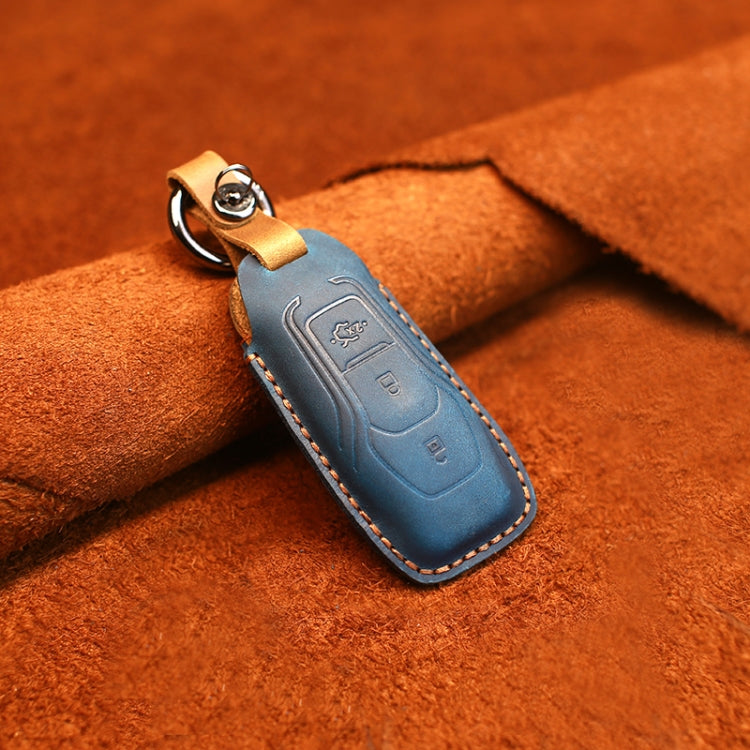 For Ford Old Style Car Cowhide Leather Key Protective Cover Key Case, For Ford Old Style