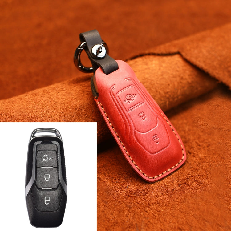 For Ford Old Style Car Cowhide Leather Key Protective Cover Key Case, For Ford Old Style