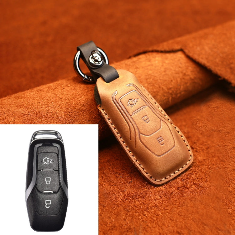 For Ford Old Style Car Cowhide Leather Key Protective Cover Key Case, For Ford Old Style