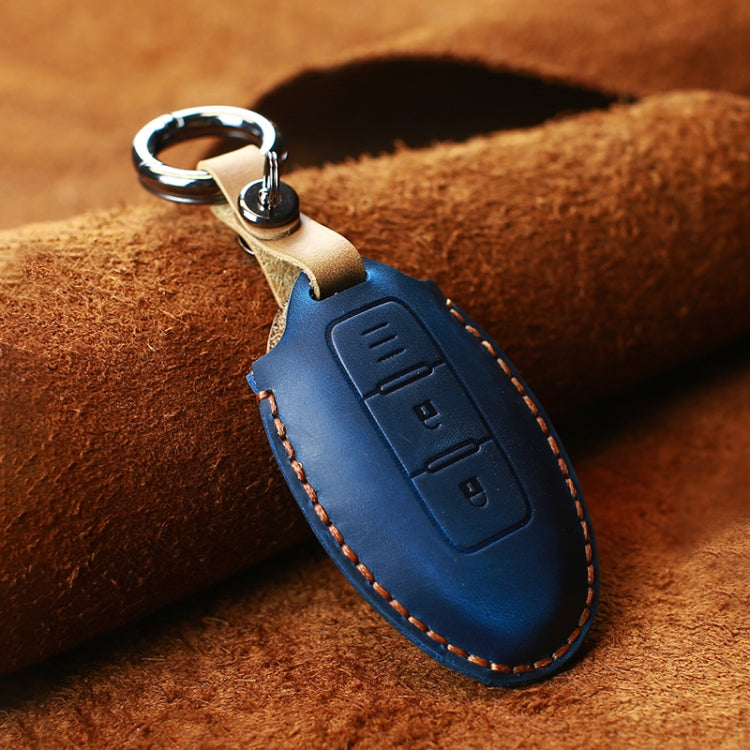For Nissan Car Cowhide Leather Key Protective Cover Key Case, Three Keys Horizontal Line Version, For Nissan, Three Keys Horizontal Line Version