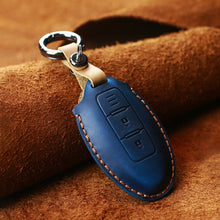 Load image into Gallery viewer, For Nissan Car Cowhide Leather Key Protective Cover Key Case, Three Keys Horizontal Line Version, For Nissan, Three Keys Horizontal Line Version