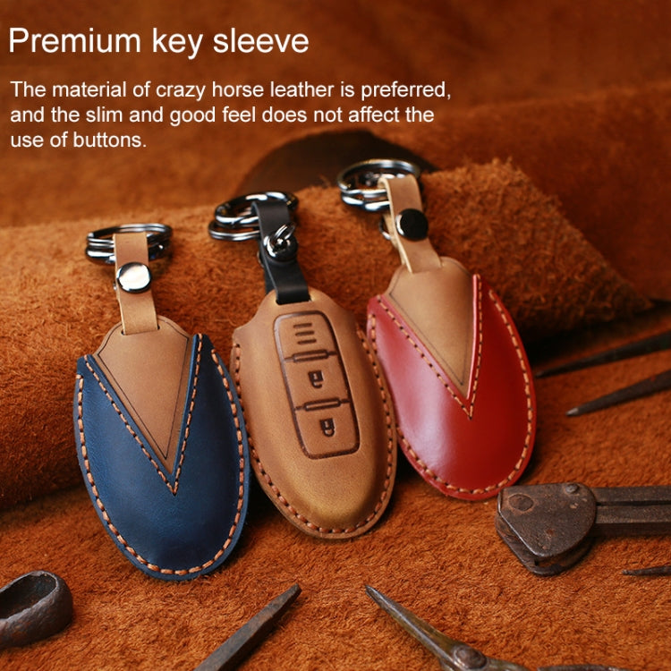 For Nissan Car Cowhide Leather Key Protective Cover Key Case, Three Keys Horizontal Line Version, For Nissan, Three Keys Horizontal Line Version