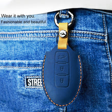 Load image into Gallery viewer, For Nissan Car Cowhide Leather Key Protective Cover Key Case, Three Keys Tailgate Version, For Nissan, Three Keys Tailgate Version