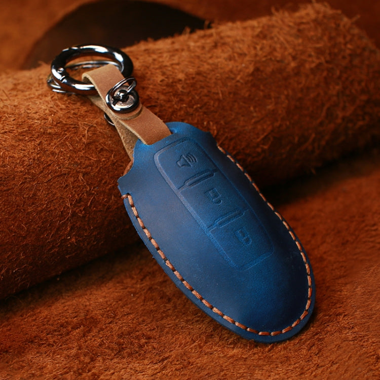 For Nissan Car Cowhide Leather Key Protective Cover Key Case, Three Keys Horn Version, For Nissan, Three Keys Horn Version, For Nissan