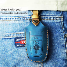 Load image into Gallery viewer, For Ford Car Cowhide Leather Key Protective Cover Key Case, Three Keys Version, For Ford, Three Keys Version
