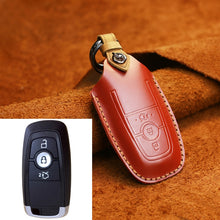 Load image into Gallery viewer, For Ford Car Cowhide Leather Key Protective Cover Key Case, Three Keys Version, For Ford, Three Keys Version