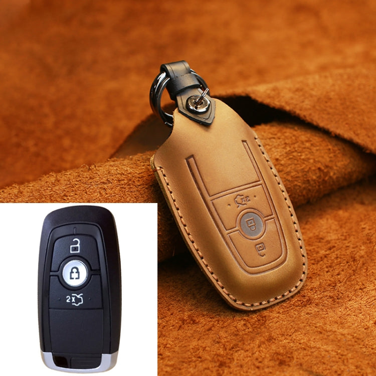 For Ford Car Cowhide Leather Key Protective Cover Key Case, Three Keys Version, For Ford, Three Keys Version