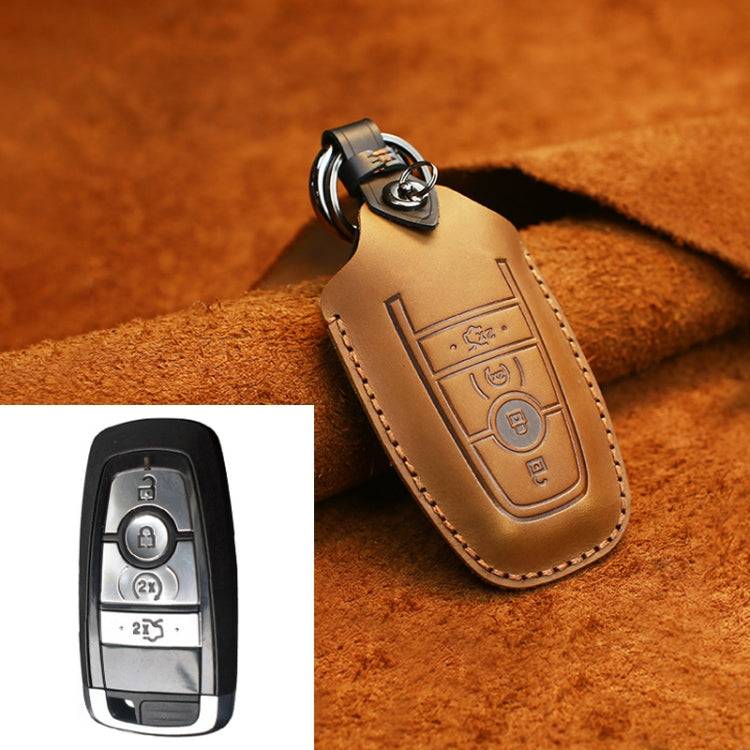 For Ford Car Cowhide Leather Key Protective Cover Key Case, Four Keys Version, For Ford, Four Keys Version