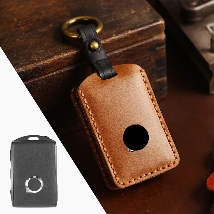 For Volvo Car Cowhide Leather Key Protective Cover Key Case, For Volvo