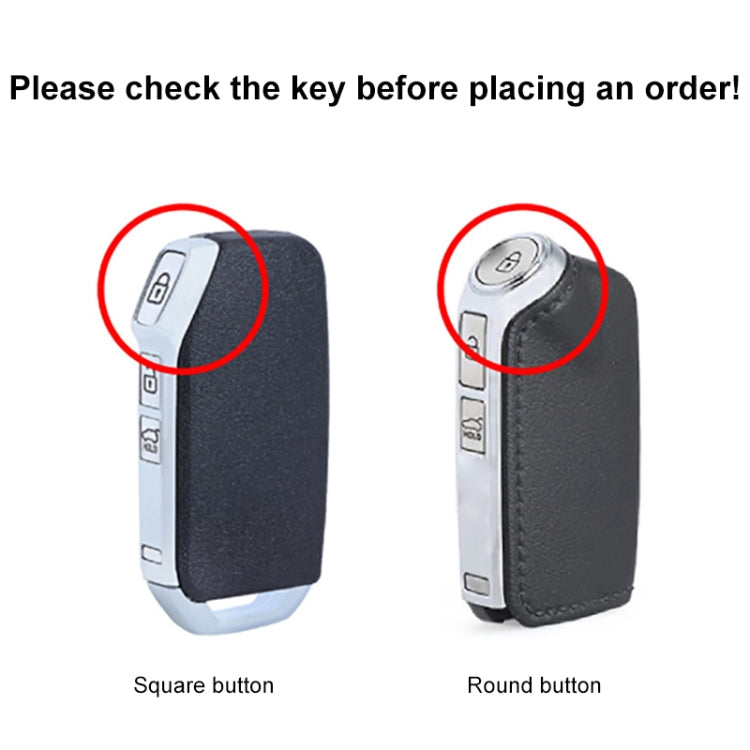For Kia Car Cowhide Leather Key Protective Cover Key Case, Round Version, For Kia, Round Version