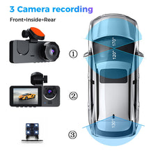 Load image into Gallery viewer, A2 Triple Lens Car Dash Camera Driving Recorder, A2 (Black), A2 (Gold)