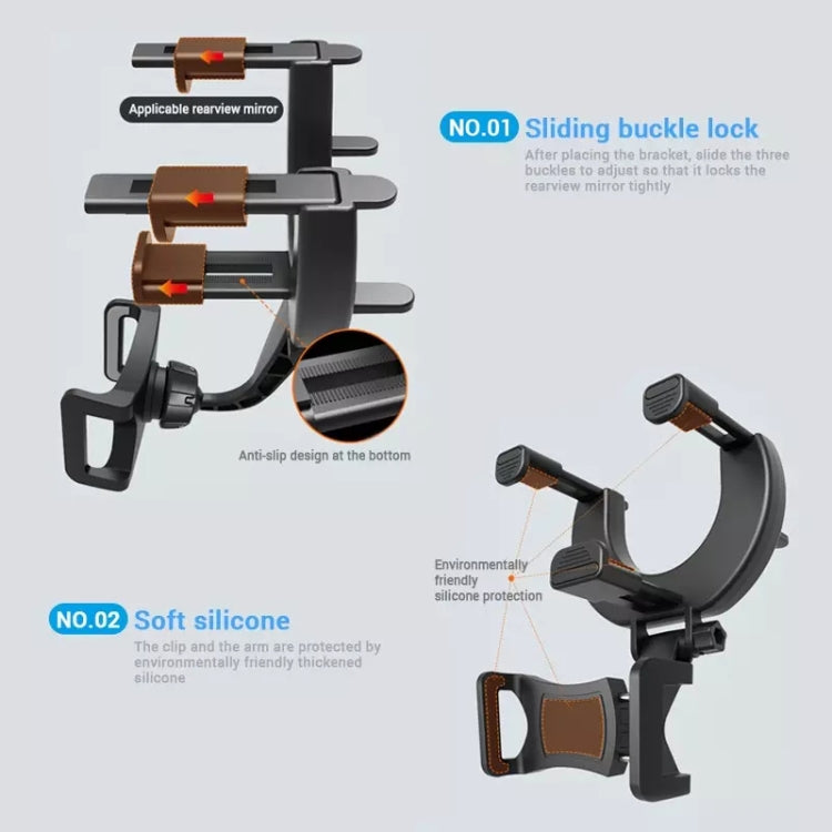 Car Rearview Mirror Phone Holder Universal Navigation Bracket, Rearview Mirror Phone Holder