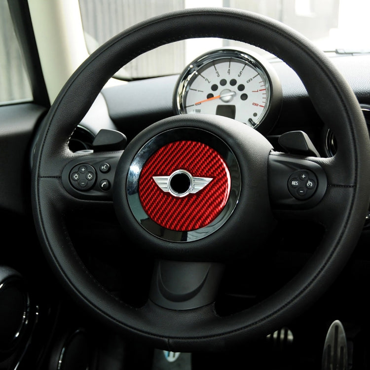 Car Carbon Fiber Steering Wheel Logo Decorative Sticker for BMW Mini Cooper Countryman F60 F55 F56, Left and Right Drive Universal, Steering Wheel Logo F
