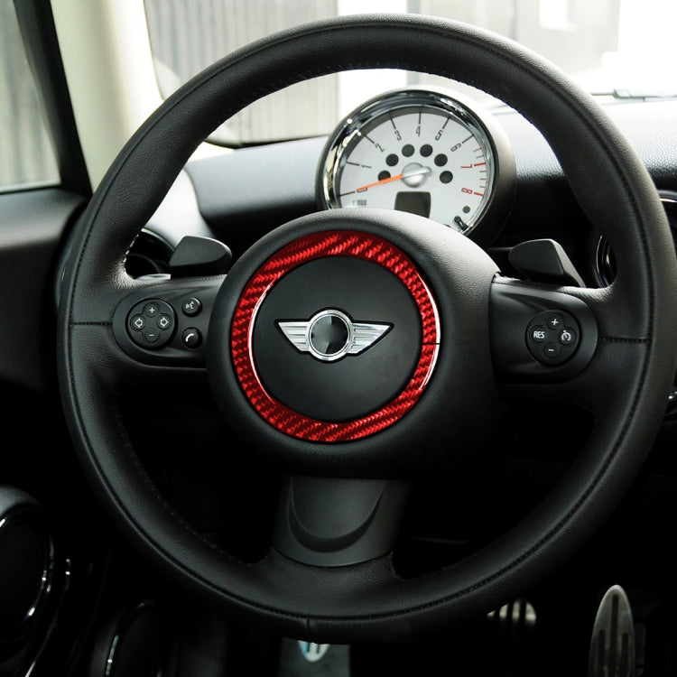 Car Carbon Fiber Steering Wheel Ring Decorative Sticker for BMW Mini R55 R56 Countryman R60 Paceman R61 2007-2013, Left and Right Drive Universal, Steering Wheel Ring