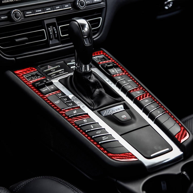 Car Carbon Fiber Gear Button Frame Decorative Sticker for Porsche Macan 2014-2021, Left and Right Drive Universal, Gear Button