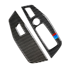 Car Carbon Fiber Window Glass Control Panel 3-color Decorative Sticker for BMW G01 X3 2018-2020 / G02 X4 2019-2020, Left Drive, Window Glass Control Panel 3-color
