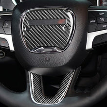 Load image into Gallery viewer, 2 PCS / Set Carbon Fiber Car Steering Wheel Logo + Chin Decorative Sticker for Dodge Challenger 2015 to Now, Left Driving, Steering Wheel Logo + Chin