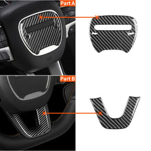 Load image into Gallery viewer, 2 PCS / Set Carbon Fiber Car Steering Wheel Logo + Chin Decorative Sticker for Dodge Challenger 2015 to Now, Left Driving, Steering Wheel Logo + Chin