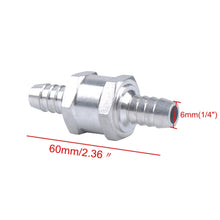 Load image into Gallery viewer, Car 6mm Aluminium Alloy Fuel Petrol One Way Non Return Check Valve, 6mm Silver