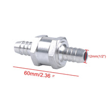 Load image into Gallery viewer, Car 12mm Aluminium Alloy Fuel Petrol One Way Non Return Check Valve, 12mm Silver