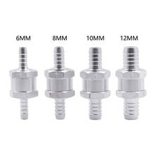Load image into Gallery viewer, Car 12mm Aluminium Alloy Fuel Petrol One Way Non Return Check Valve, 12mm Silver