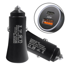 Load image into Gallery viewer, PD 20W Aluminum Alloy Dual Interface Car Fast Charger