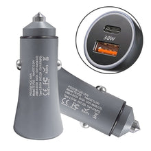 Load image into Gallery viewer, PD 20W Aluminum Alloy Dual Interface Car Fast Charger