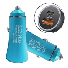 Load image into Gallery viewer, PD 20W Aluminum Alloy Dual Interface Car Fast Charger