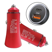 Load image into Gallery viewer, PD 20W Aluminum Alloy Dual Interface Car Fast Charger