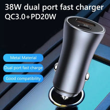 Load image into Gallery viewer, PD 20W Aluminum Alloy Dual Interface Car Fast Charger