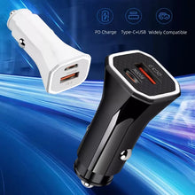 Load image into Gallery viewer, PD + QC3.0 Car 2 in 1 Square Fast Charger Car Cigarette Lighter, Car Square Charger