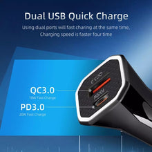 Load image into Gallery viewer, PD + QC3.0 Car 2 in 1 Square Fast Charger Car Cigarette Lighter, Car Square Charger