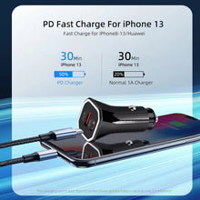 Load image into Gallery viewer, PD + QC3.0 Car 2 in 1 Square Fast Charger Car Cigarette Lighter, Car Square Charger