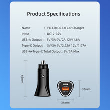 Load image into Gallery viewer, PD + QC3.0 Car 2 in 1 Triangle Fast Charger Car Cigarette Lighter, Car Triangle Charger