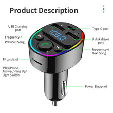 Load image into Gallery viewer, Car Bluetooth MP3 Player Audio FM Transmitter with Ambient Light, MP3 Player