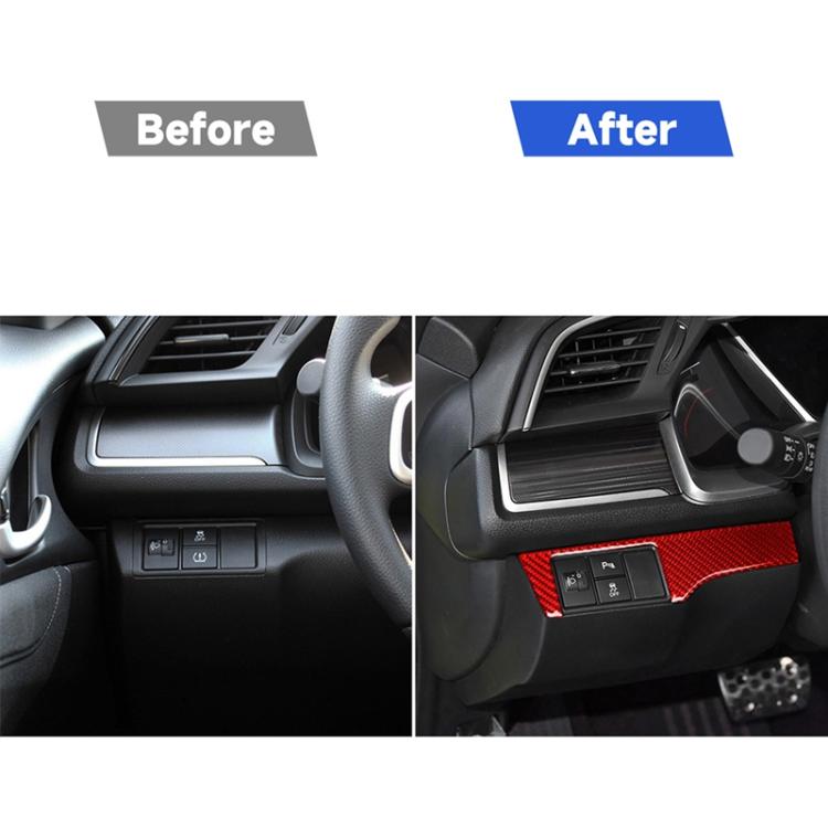 Car Carbon Fiber Headlight Switch Panel Decorative Sticker for Honda Tenth Generation Civic 2016-2019, Left Drive, Headlight Switch Left Drive