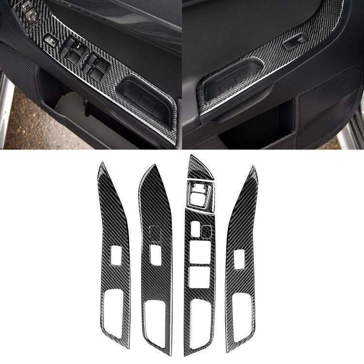 6 PCS Car Carbon Fiber Glass Lift Panel Decorative Sticker for Mitsubishi Lancer EVO 2008-2015, Right Drive, Glass Lift Panel, Right Drive