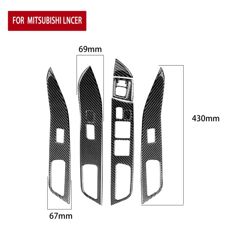 6 PCS Car Carbon Fiber Glass Lift Panel Decorative Sticker for Mitsubishi Lancer EVO 2008-2015, Right Drive, Glass Lift Panel, Right Drive
