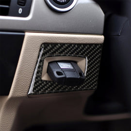 Carbon Fiber Car Right Driving Ignition Switch Decorative Sticker for BMW E90 / E92 2005-2012, Right Driving Ignition Switch