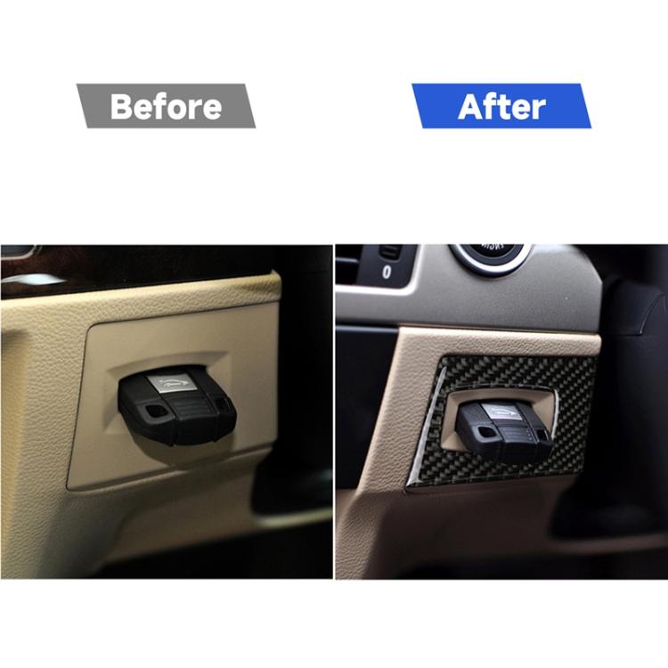 Carbon Fiber Car Right Driving Ignition Switch Decorative Sticker for BMW E90 / E92 2005-2012, Right Driving Ignition Switch