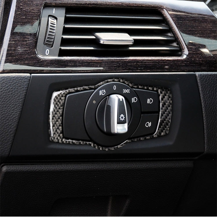 Carbon Fiber Car Headlight Switch Decorative Sticker for BMW E90 / E92 / E93 2005-2012, Headlight   Switch