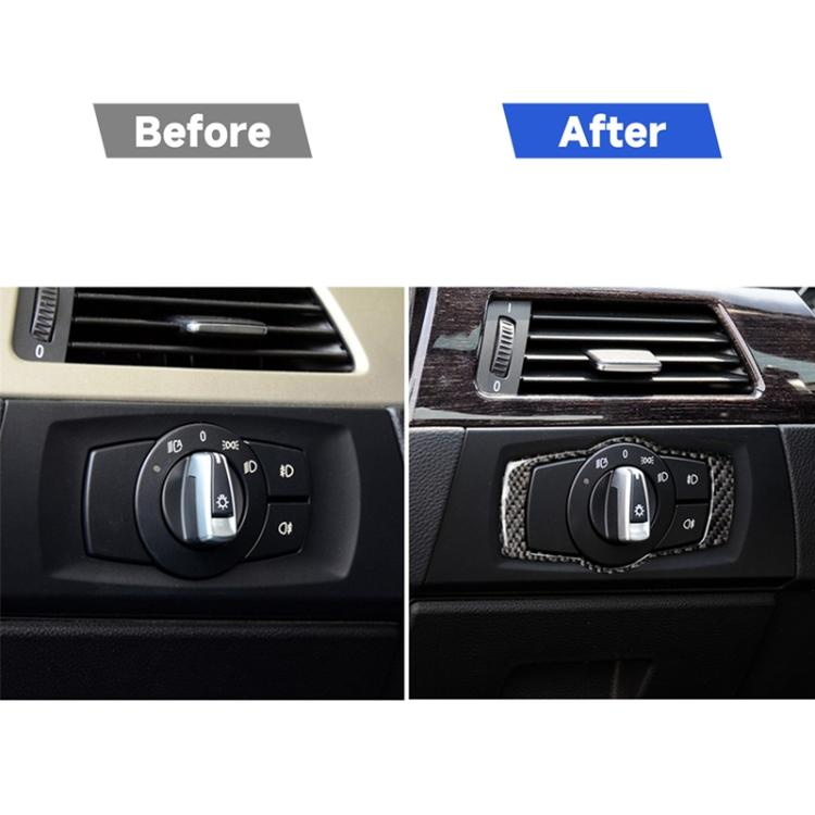 Carbon Fiber Car Headlight Switch Decorative Sticker for BMW E90 / E92 / E93 2005-2012, Headlight   Switch