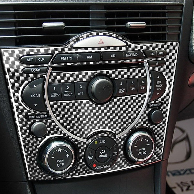3 in 1 Car Carbon Fiber Dashboard Multimedia Panel Decorative Sticker for Mazda RX8 2004-2008, Left and Right Drive Universal, Dashboard Multimedia Panel