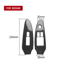 Load image into Gallery viewer, 2 PCS Car Carbon Fiber Window Lift Panel Decorative Sticker for Nissan 370Z Z34 2009-, Right Drive Low-configured, Window Lift Panel Right Drive