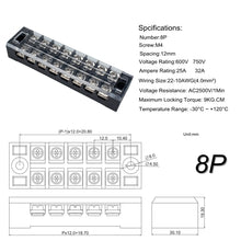 Load image into Gallery viewer, 5 PCS Car 8-way 25A TB-2508 Dual Row Power Terminal Connector + 8-position Connection Strip with Cover, 8-way 25A