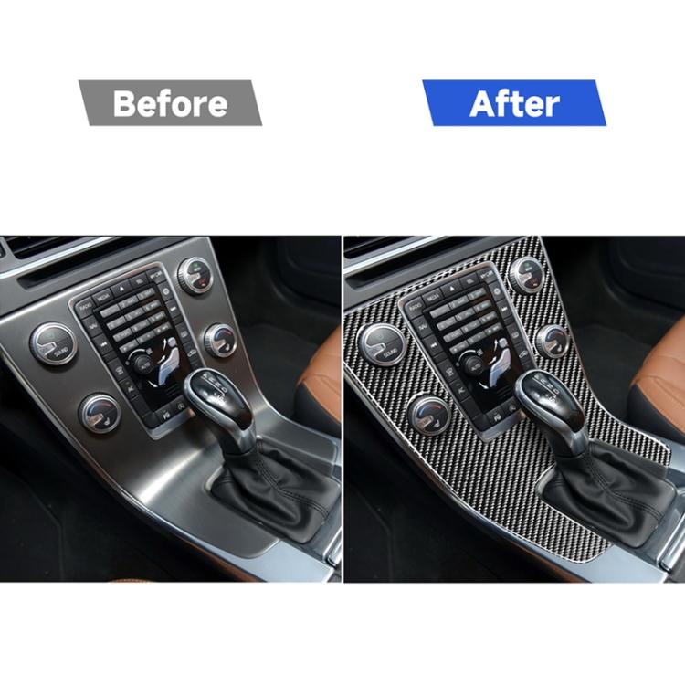 Car Carbon Fiber Central Control Panel Decorative Stickers for Volvo V60 2010-2017 / S60 2010-2018, Left Drive, Central Control Panel, Left Drive