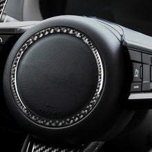 Load image into Gallery viewer, Car Carbon Fiber Steering Wheel Logo Decorative Stickers for Jaguar F-PACE X761 XE X760 XF X260 XJ 2016-2020, Left and Right Drive Universal, Steering Wheel Logo